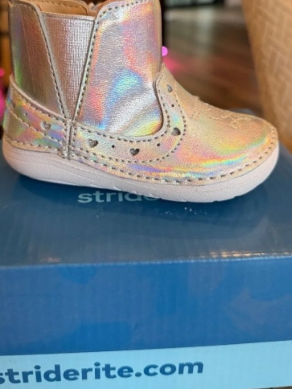 NW STRIDE RITE Leather Wide Soft Motion Gigi Silver Boots - Picture 10 of 10
